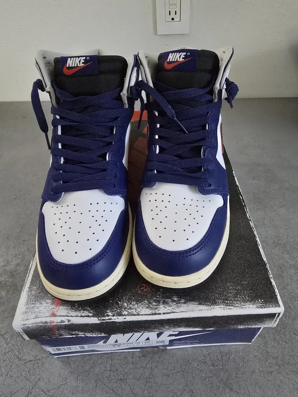 Nike Air Jordan 1 Mid White Navy Red Sneakers Size 8 Womens Or 7Y
